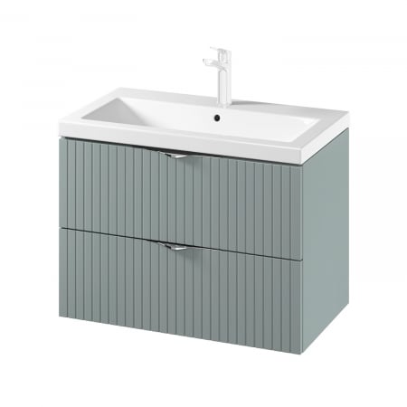Seturi mobilier cu lavoar - Set dulap baie suspendat 2 sertare lavoar inclus, 80 cm, culoare fiord mat, MDF, Cersanit Tirso