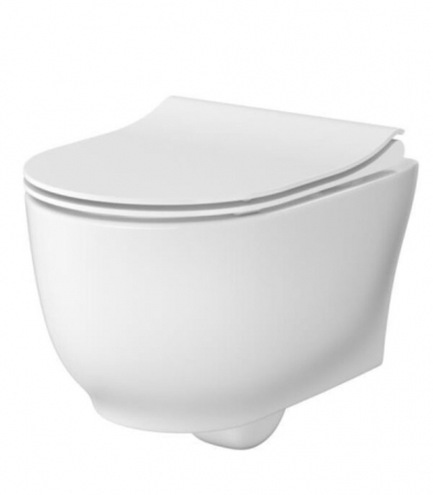 Set vas Wc suspendat alb si capac duroplast cu inchidere automata, Cersanit Luna [0]
