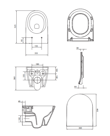 Set vas Wc suspendat si capac duroplast slim, alb, Cersanit City Pro [1]