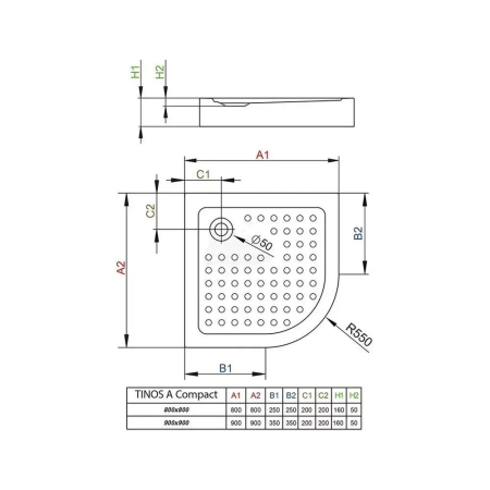 Set cabină de duș Radaway Alienta A 90x90 cm, uși culisante, cădiță Tinos A Compact și sifon [3]