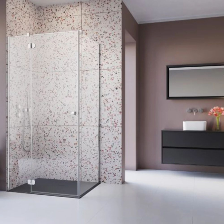 Cabine de duș - Set cabina de dus dreptunghiulara Radaway Torrenta KDJ 100x90 cm, usa batanta stanga, cadita Laros D Compact si sifon