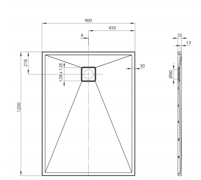 Set cabina dus neagra cu usa culisanta 120x90 cm plus cadita dus compozit Deante, Correo [2]