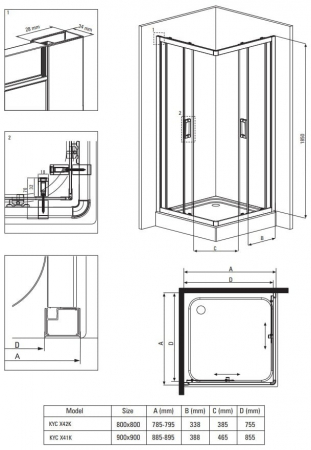 Set cabina dus neagra patrata 80x80 cm Funkia plus coloana dus cu termostat negru mat FDesign Anima [1]