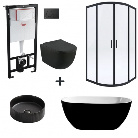 Baie completa - Pachet baie complet, culoare negru mat, Finest Elegant Foglia
