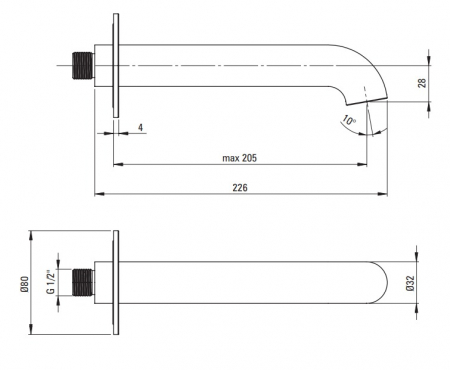 Set cada baie freestanding, lipita de perete, 170x80 cm, Alvaro si baterie cada incastrata negru mat Silia [5]