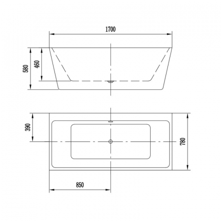 Set cada baie freestanding, lipita de perete, 170x80 cm, Alvaro si baterie cada incastrata negru mat Silia [2]