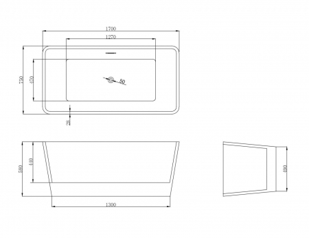 Set cada baie freestanding, ovala, 170x75 cm, Cosmo si baterie cada freestanding auriu lucios Inverto [2]