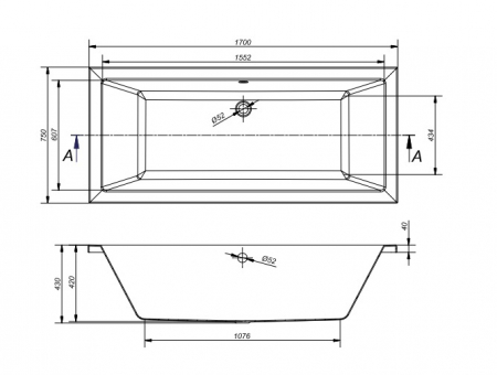 Set cada baie incastrata 170x75 cm Cersanit Intro si baterie cu montare pe cada, culoare bronz, Temisto [1]
