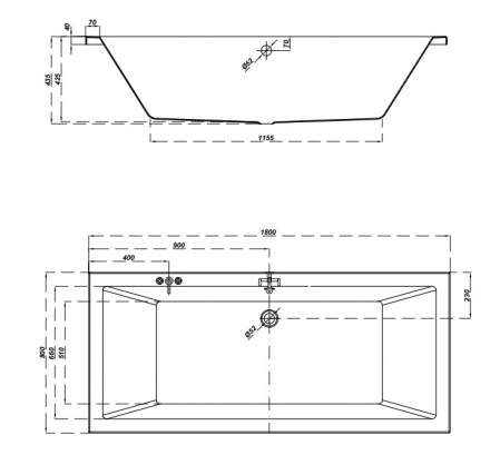 Set cada baie incastrata 180x80 cm Cersanit Intro si baterie cu montare pe cada, crom lucios, Temisto [1]
