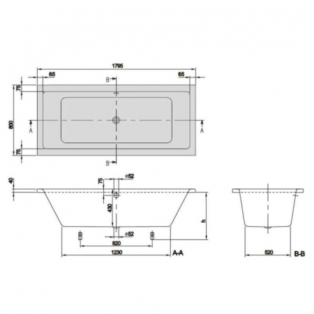 Set cada baie incastrata 180x80 cm Villeroy&Boch si baterie cu montare pe cada, culoare bronz, Temisto [1]