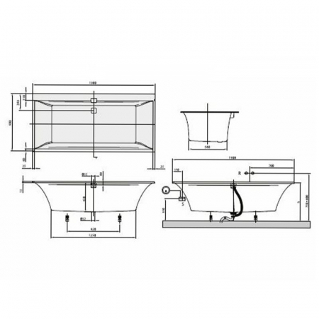 Set cada baie incastrata 190x90 cm Villeroy&Boch si baterie cu montare pe cada, crom lucios, Deante Temisto [1]