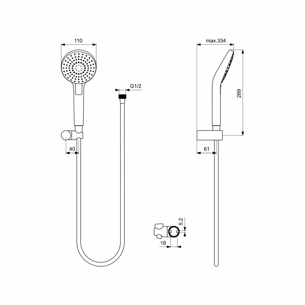 Sistem de dus termostatic, crom, palarie, dus, baterie, incastrat,  Ideal Standard Ceraflex [2]