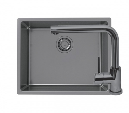 Set chiuveta bucatarie inox cu baterie - Set chiuveta bucatarie inox Kombino 50 si baterie bucatarie Fluid Monarch antracit