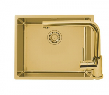 Set chiuveta bucatarie inox cu baterie - Set chiuveta bucatarie inox Kombino 50 si baterie bucatarie Fluid Monarch bronz