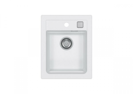 Set chiuveta bucatarie compozit Atrox 10 alba, baterie bucatarie Kati alba si tocator lemn [1]