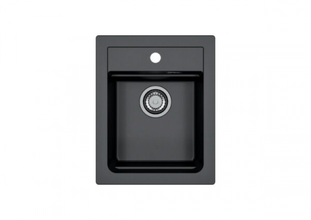 Set chiuveta bucatarie compozit Atrox 10 neagra, baterie bucatarie Kati neagra si tocator lemn [1]