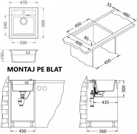 Set chiuveta bucatarie compozit Atrox 20 bej, baterie bucatarie Kati bej si tocator lemn [3]