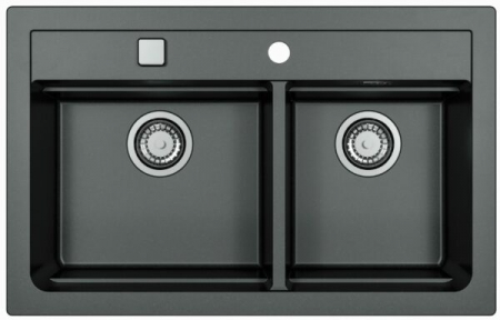 Set chiuveta bucatarie compozit Atrox 50 neagra, baterie bucatarie Kati neagra si accesorii [1]