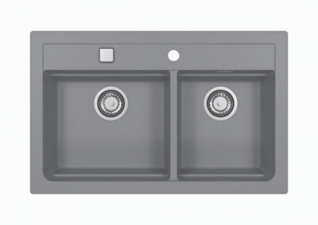 Set chiuveta bucatarie compozit Atrox 50 gri, baterie bucatarie Kati gri si accesorii [1]