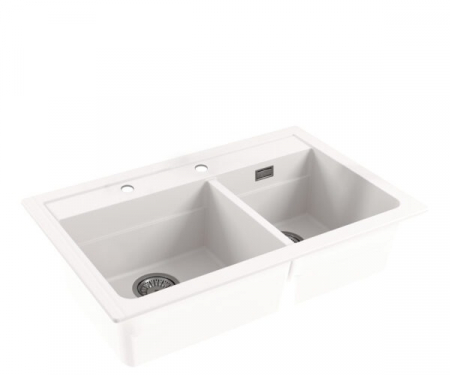 Set chiuveta bucatarie compozit Atrox 50 alba, baterie bucatarie Kati alba si accesorii [1]