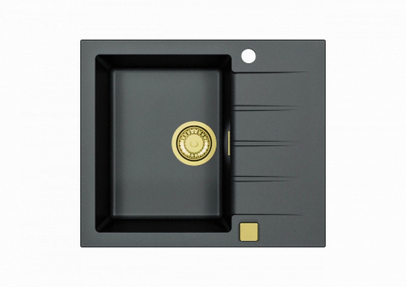 Set chiuveta bucatarie compozit Cadit 10 neagra si baterie bucatarie Lola aurie [1]