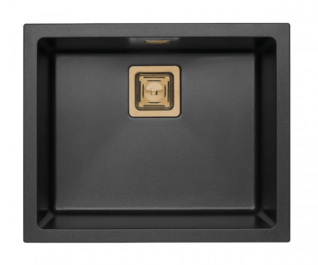 Set chiuveta bucatarie compozit Quadrix 50 neagra si baterie bucatarie Laguna Monarch bronz [1]