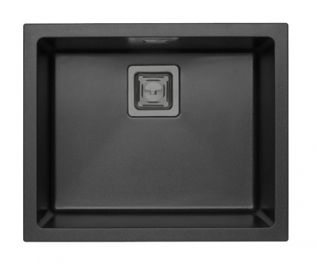 Set chiuveta bucatarie compozit Quadrix 50 neagra si baterie bucatarie Laguna Monarch antracit [1]