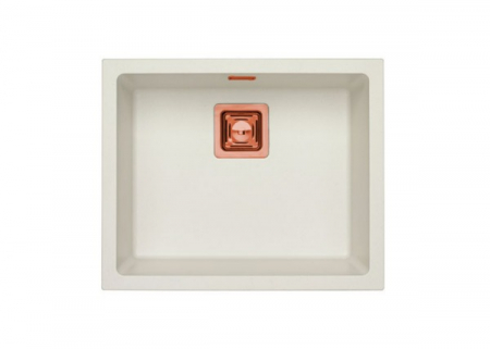Set chiuveta bucatarie compozit Quadrix 50 alba si baterie bucatarie Laguna Monarch cupru [1]