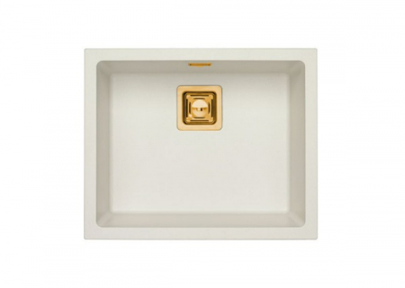 Set chiuveta bucatarie compozit Quadrix 50 alba si baterie bucatarie Laguna Monarch bronz [1]
