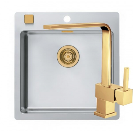 Set chiuveta bucatarie inox cu baterie - Set chiuveta bucatarie inox Pure 30 si baterie bucatarie Laguna Monarch bronz