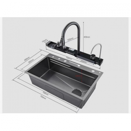 Set chiuveta bucatarie multifunctionala, dimensiune 750x460, culoare gri antracit, Top Ceramic [4]