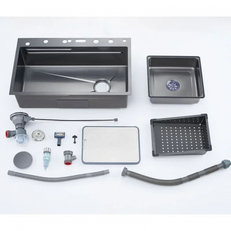 Set chiuveta bucatarie multifunctionala, dimensiune 750x460, display digital led, gri antracit, Top Ceramic [7]