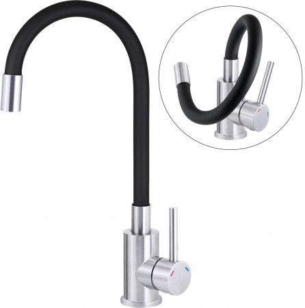 Set chiuveta bucatarie neagra si baterie bucatarie cu pipa flexibila, Corio 2 [1]