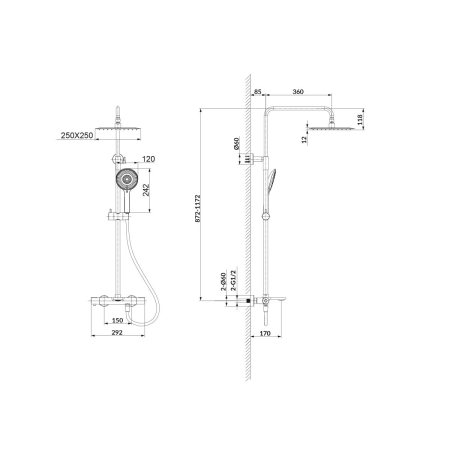 Set coloana de dus cu baterie termostatata, crom, Cersanit Virgo [1]