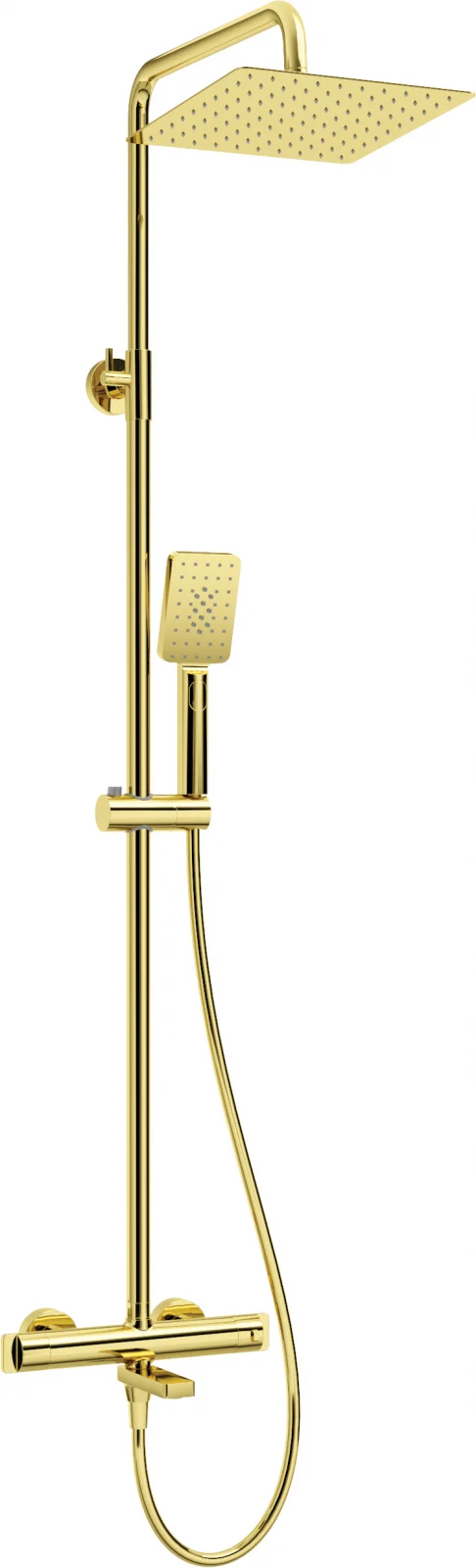 Set coloana de dus si baterie lavoar Deante Alpinia cu accesorii Deante Silia, auriu lucios [2]