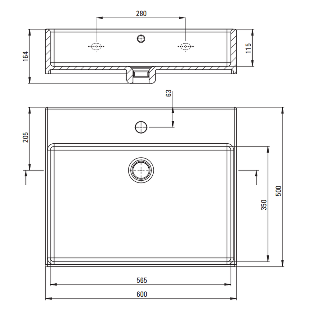 Set consola baie neagra Deante Temisto cu lavoar inclus 60 cm [2]