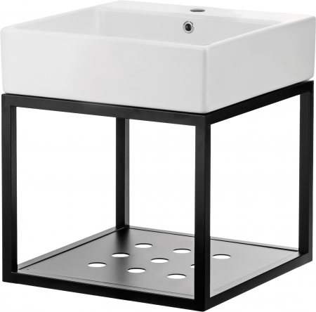 Seturi mobilier cu lavoar - Set consola baie suspendata neagra Deante Temisto cu lavoar inclus 50 cm