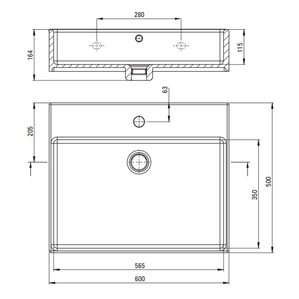 Set consola baie suspendata neagra Deante Temisto cu lavoar inclus 60 cm [4]