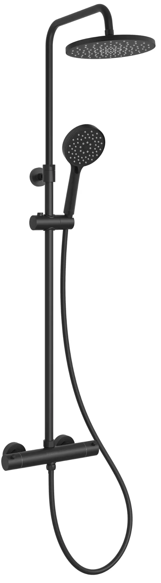 Sisteme de dus - Set de dus cu baterie termostatata, 23 cm, 3 jeturi, negru mat, Kielle Oudee
