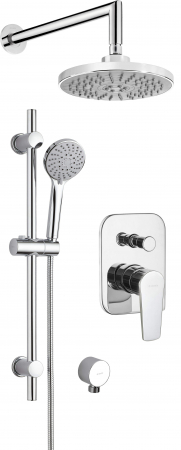 Set de dus incastrat, cu palarie, para de dus si baterie, crom, Deante Tubo