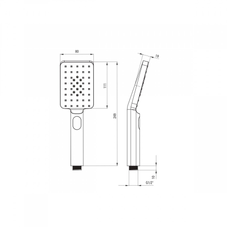 Set de dus incastrat, cu palarie, para de dus si baterie, negru, Deante Blur [6]