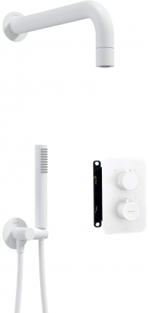 Baie - Set de dus incastrat, cu brat , para de dus si baterie cu termostat, alb, Deante Box