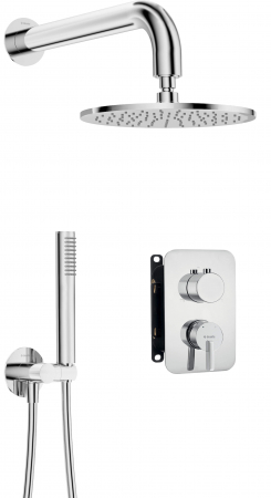 Set de dus incastrat, cu palarie, para de dus si baterie cu termostat, otel, Deante Silia