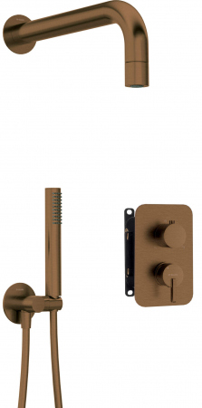 Set de dus incastrat, cu brat, para de dus si baterie cu termostat, alb, Deante Silia
