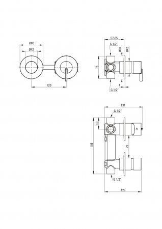 Set de dus incastrat, cu palarie, para de dus si baterie, crom, Deante Silia Hexa [7]