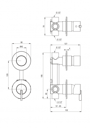 Set de dus incastrat, cu palarie, para de dus si baterie, crom, Deante Silia Hexa [5]