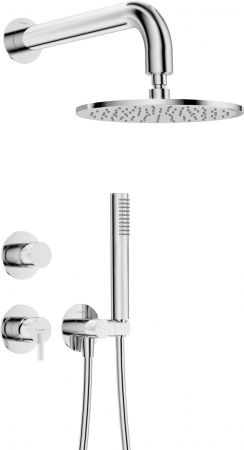 Set de dus incastrat, cu palarie, para de dus si baterie, crom, Deante Silia Hexa