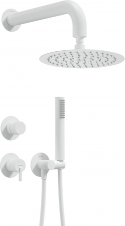 Set de dus incastrat, cu palarie, para de dus si baterie, alb, Deante Silia Hexa