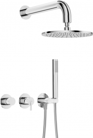 Baie - Set de dus incastrat, cu palarie, para de dus si baterie orizontala, crom, Deante Silia