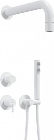 Set de dus incastrat, cu palarie, para de dus si baterie, alb, Deante Silia